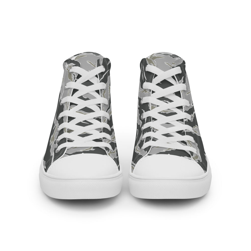 Tiger Stripe Drab Camo Men’s high top canvas shoes