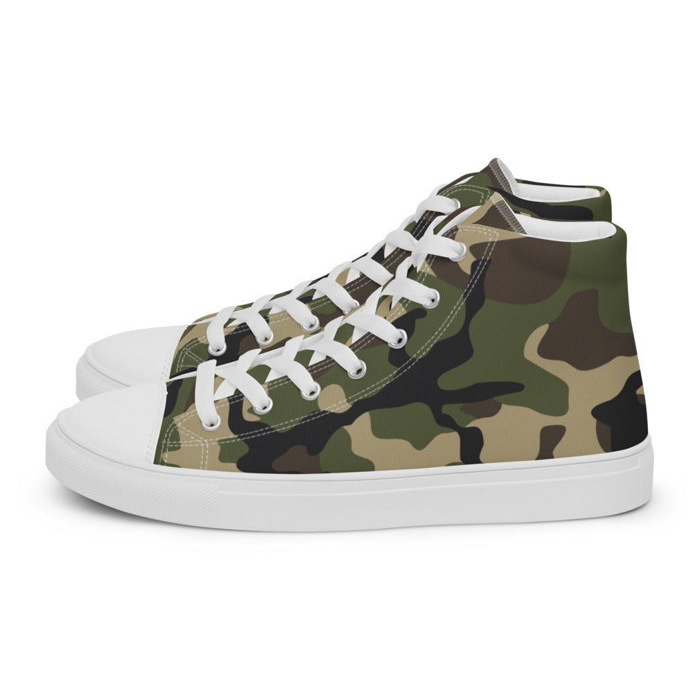 Woodland Camo Men’s high top canvas shoes