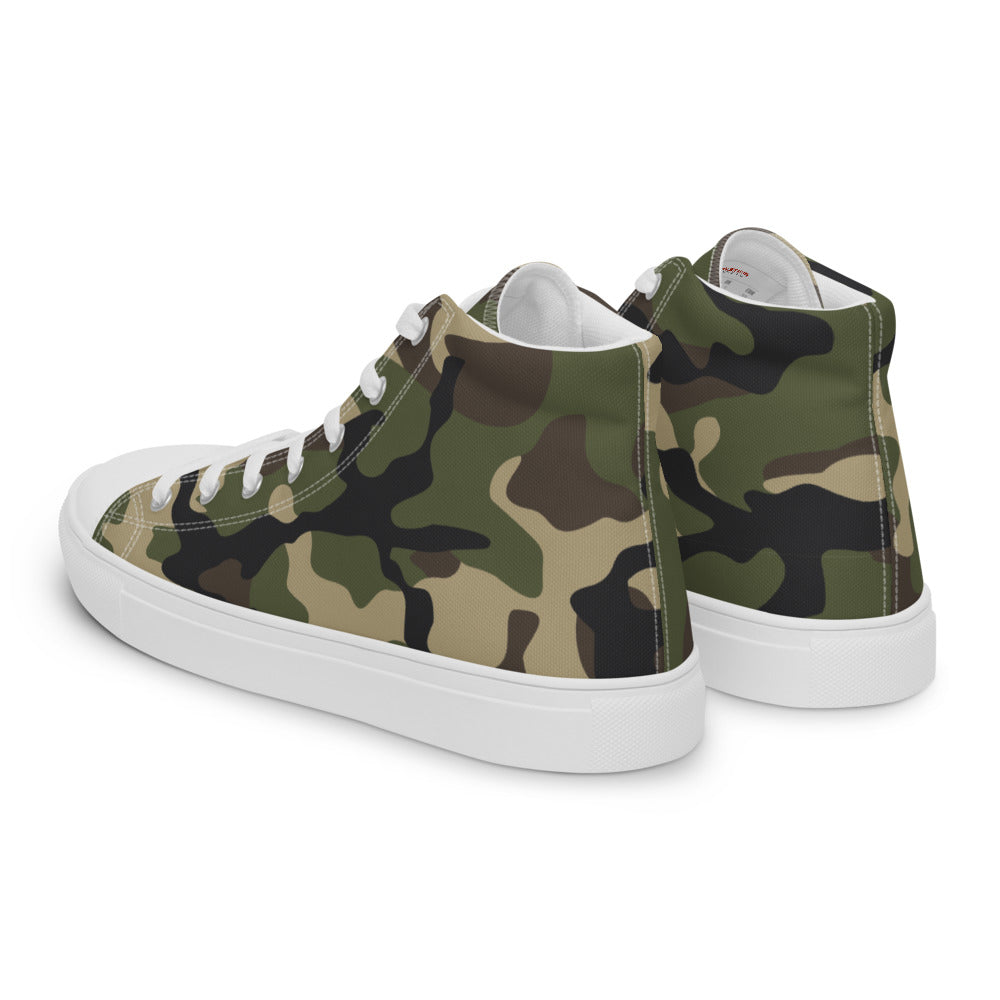 Woodland Camo Men’s high top canvas shoes