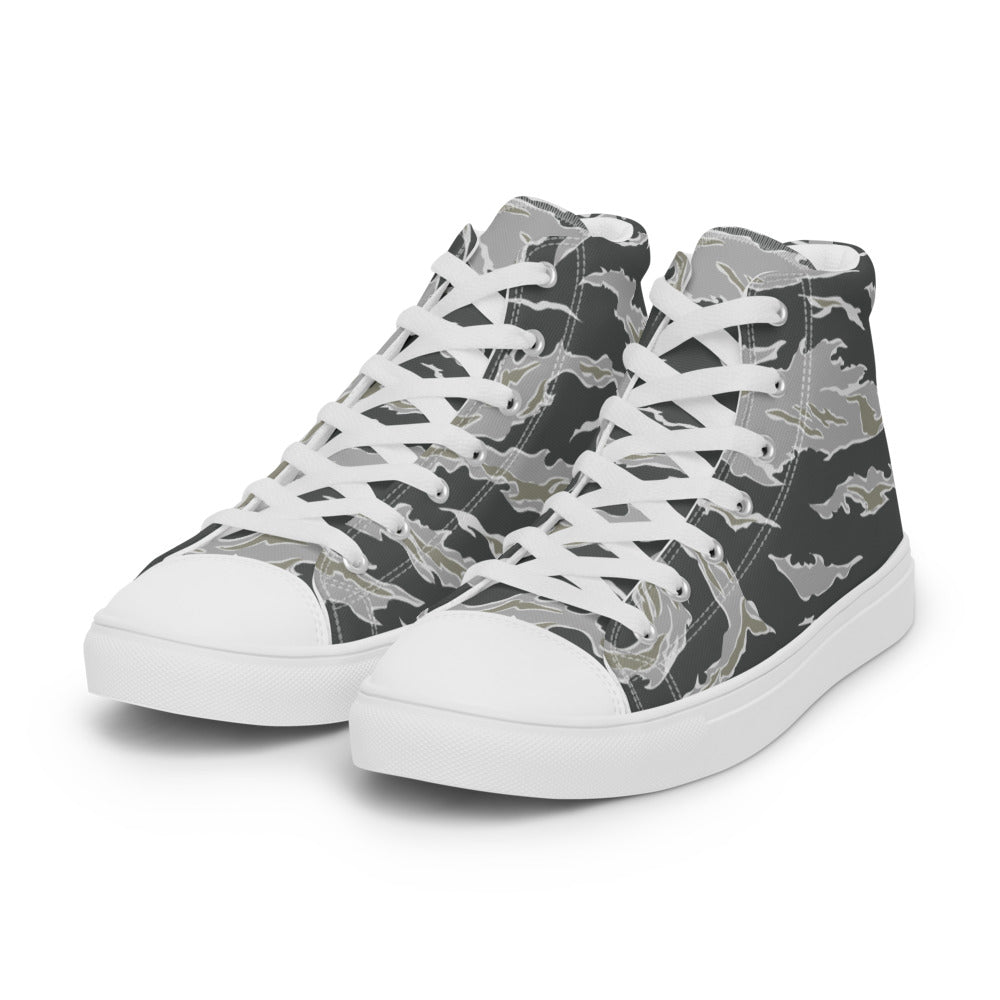 Tiger Stripe Drab Camo Men’s high top canvas shoes