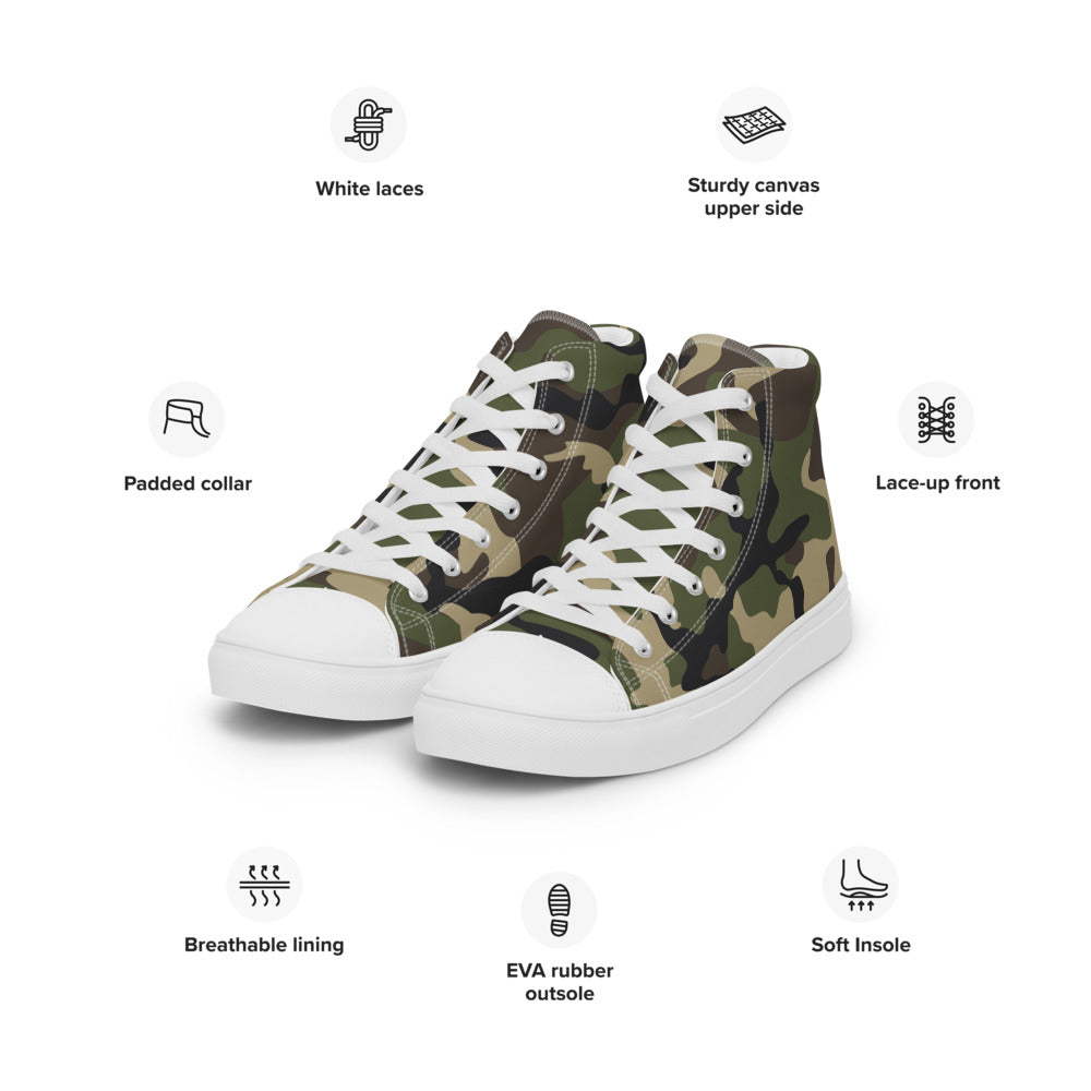 Woodland Camo Men’s high top canvas shoes