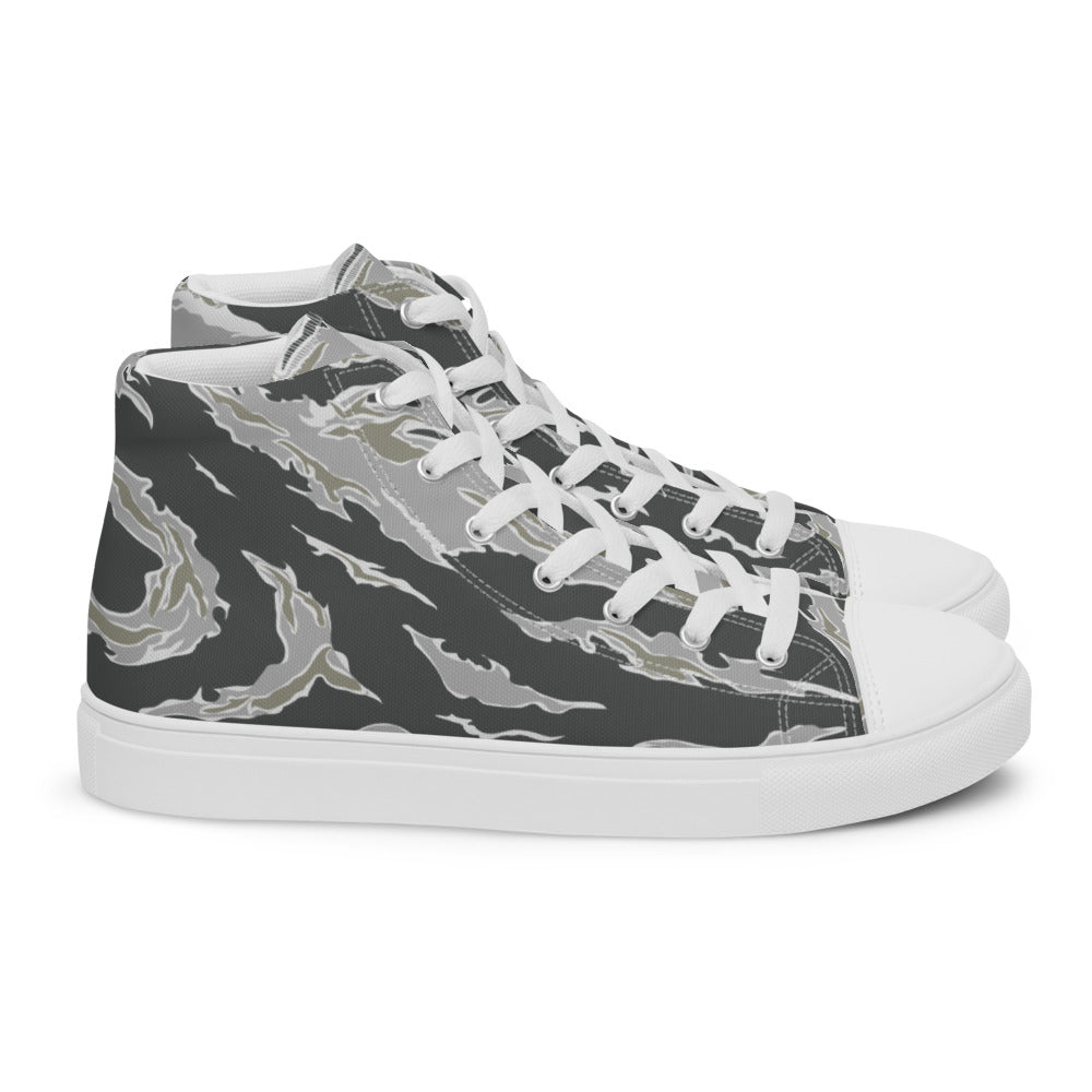 Tiger Stripe Drab Camo Men’s high top canvas shoes