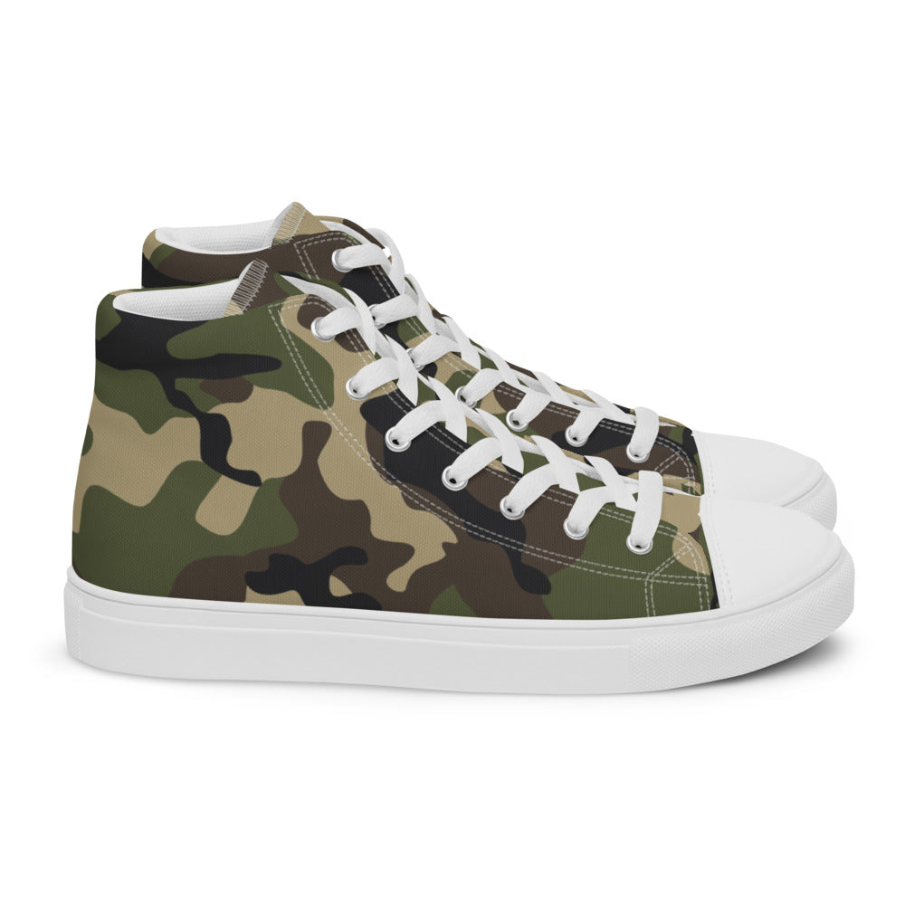 Woodland Camo Men’s high top canvas shoes