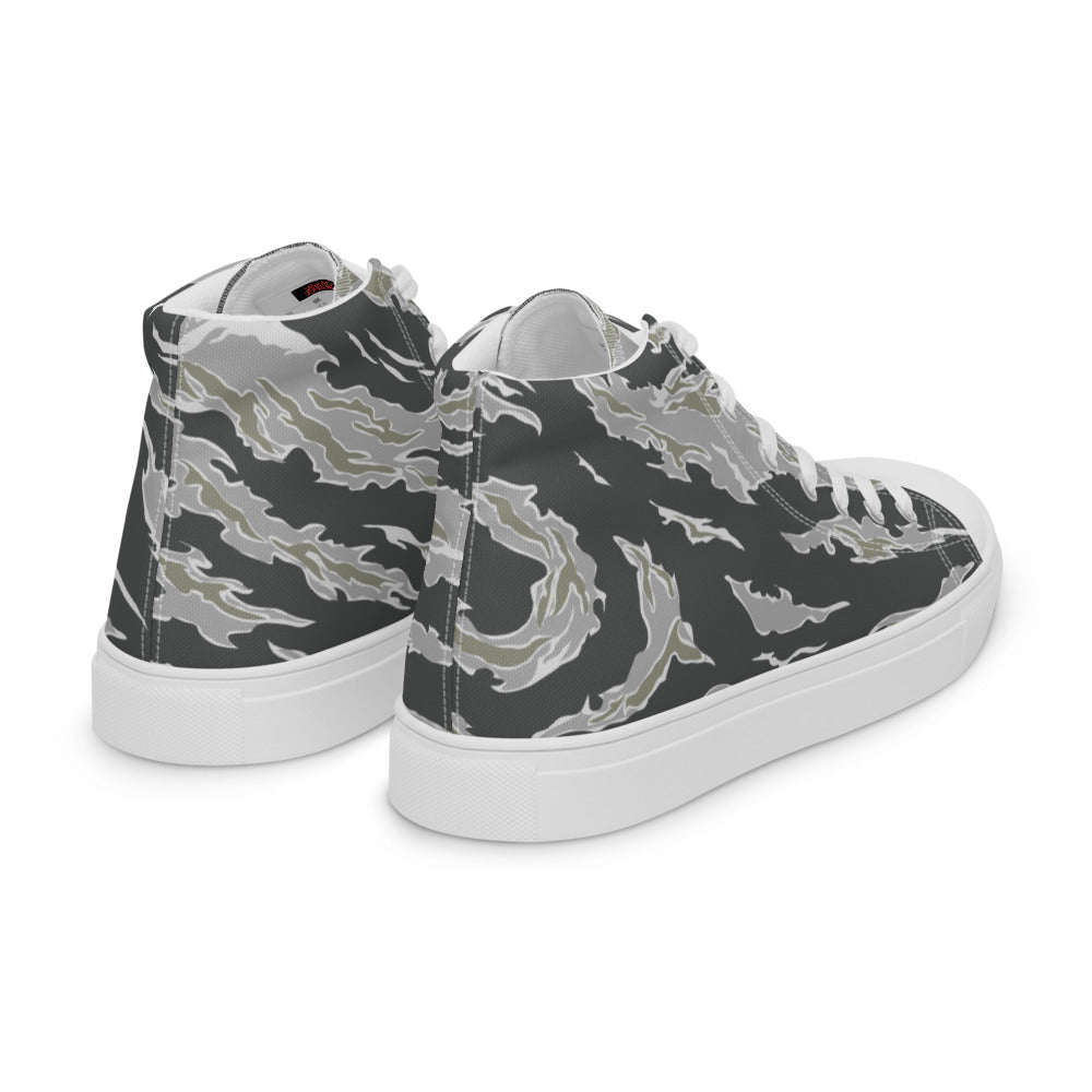 Tiger Stripe Drab Camo Men’s high top canvas shoes