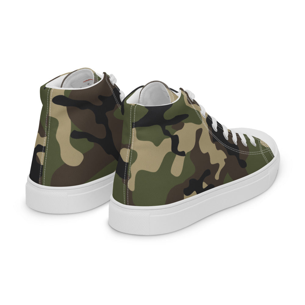 Woodland Camo Men’s high top canvas shoes