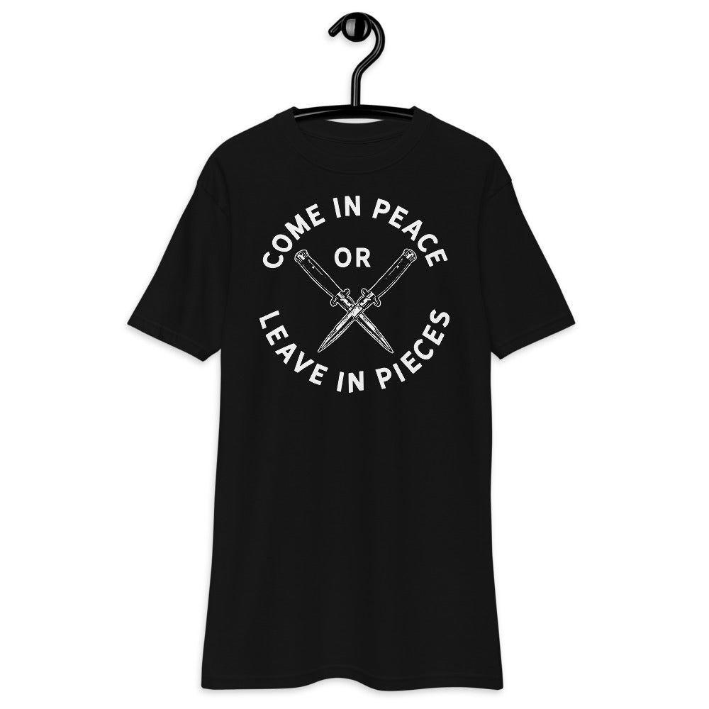 Come In Peace or Leave In Pieces Men’s Heavy Work Tee