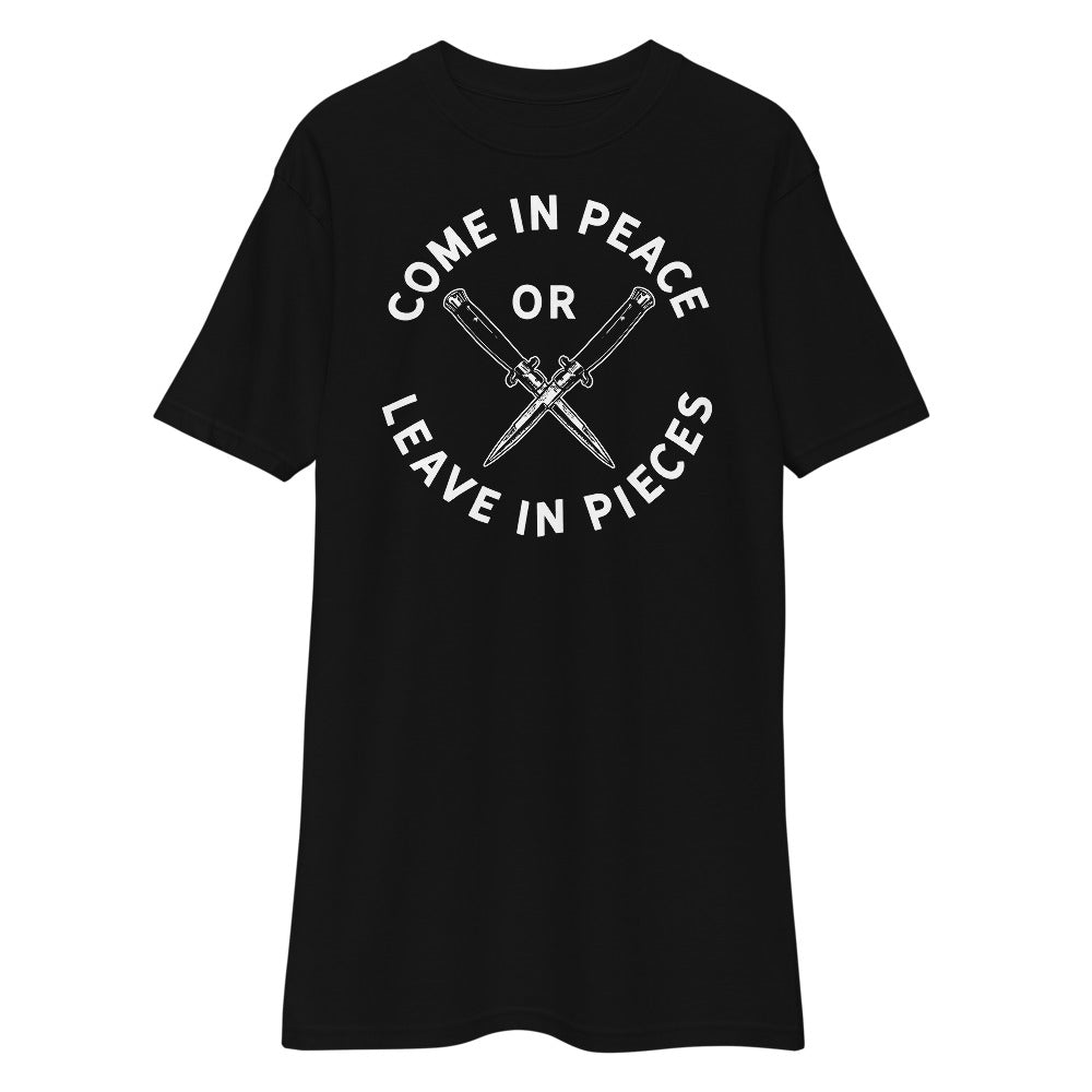 Come In Peace or Leave In Pieces Men’s Heavy Work Tee