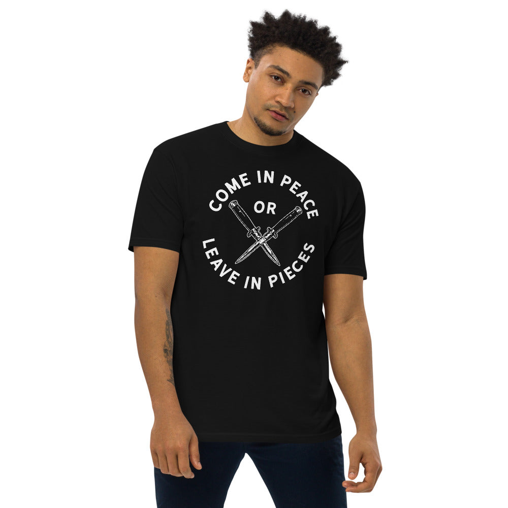 Come In Peace or Leave In Pieces Men’s Heavy Work Tee