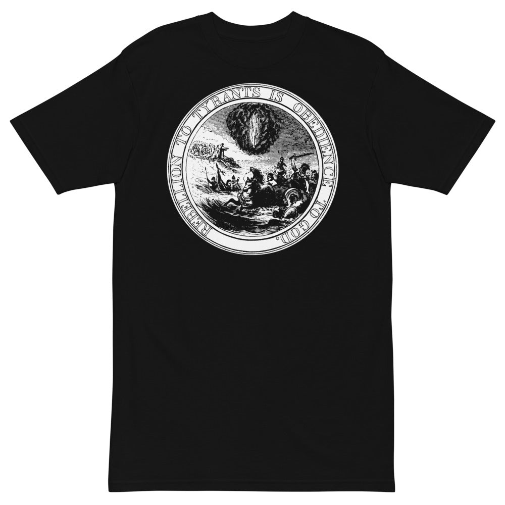 Rebellion to Tyrants is Obedience To God Franklin Motto Men’s Heavyweight Tee