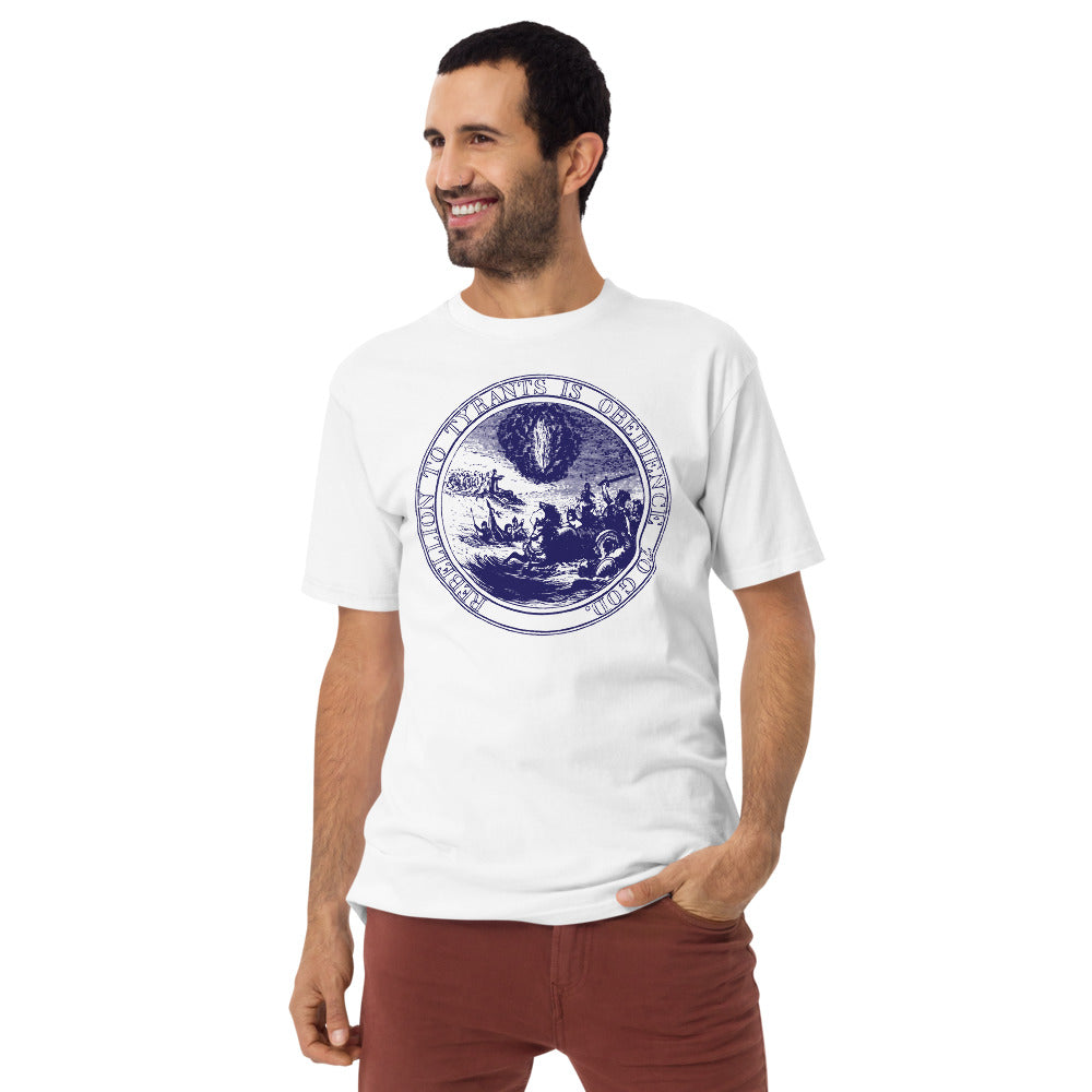 Rebellion to Tyrants is Obedience To God Franklin Motto Men’s Heavyweight Tee
