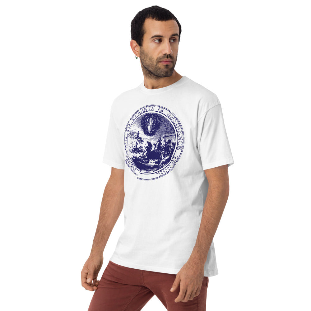 Rebellion to Tyrants is Obedience To God Franklin Motto Men’s Heavyweight Tee