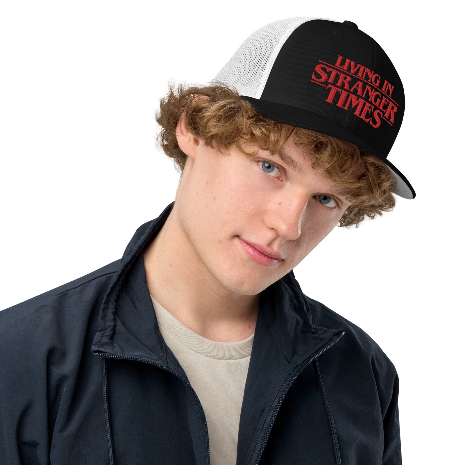 Living in Stranger Times Mesh Flexfit Trucker Hat