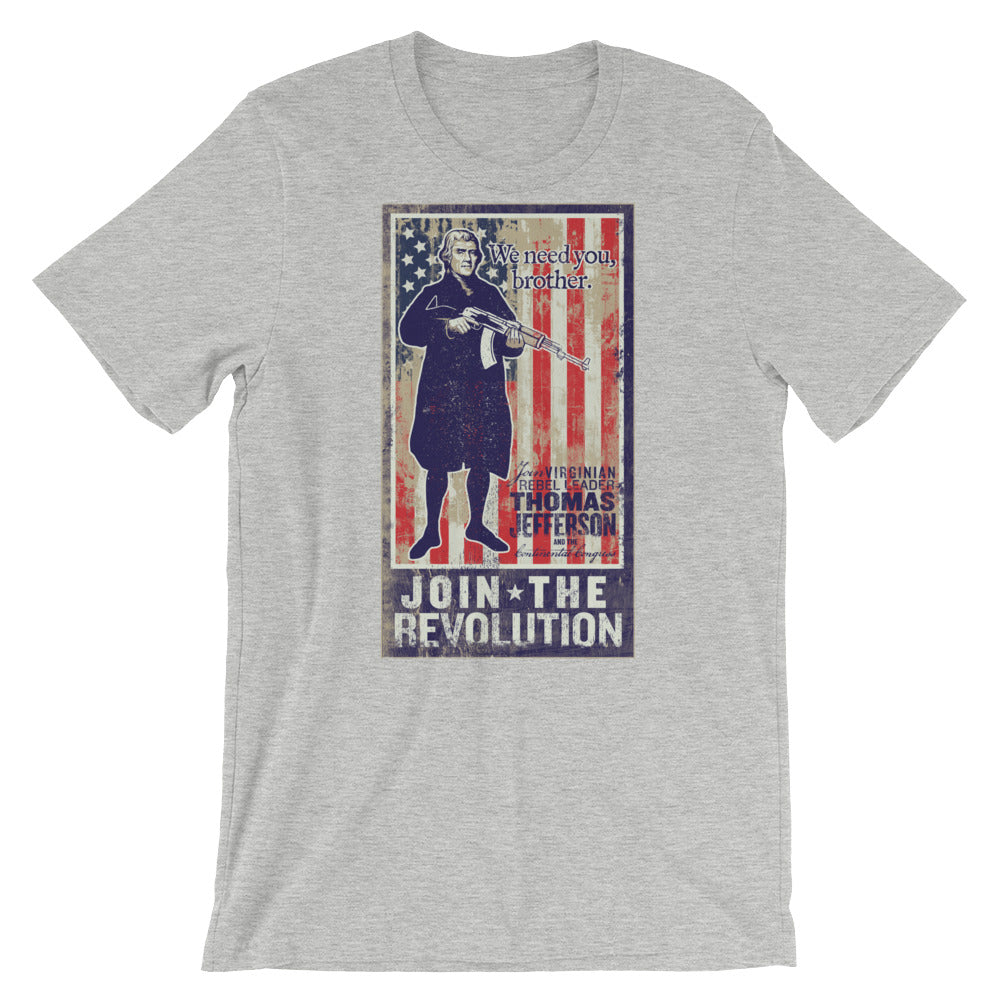 Join The Revolution Jefferson Propaganda Poster Short-Sleeve T-Shirt