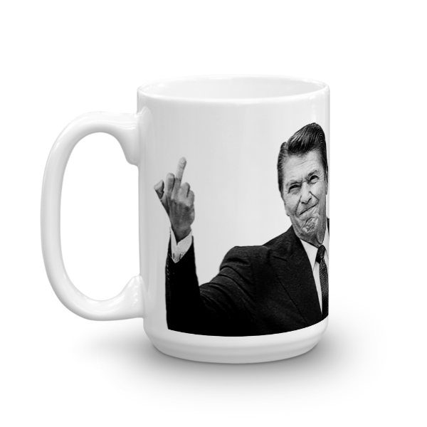President Ronald Reagan Flipping the Bird Mug
