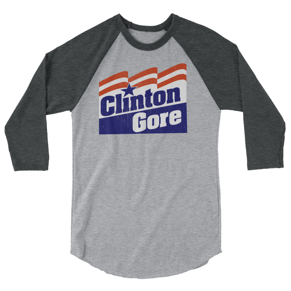 Clinton Gore 1992 Retro Campaign 3/4 sleeve Raglan Shirt