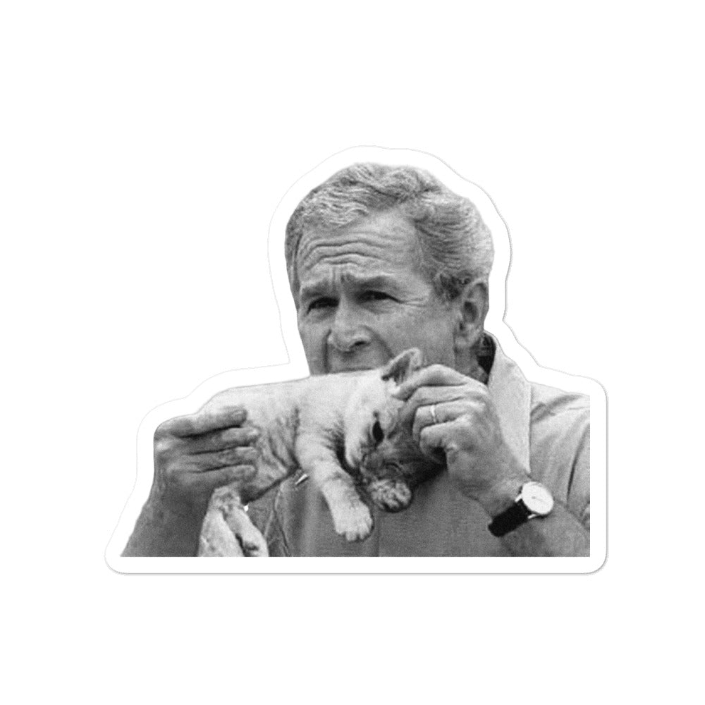 George W Bush Eating a Kitten Sticker