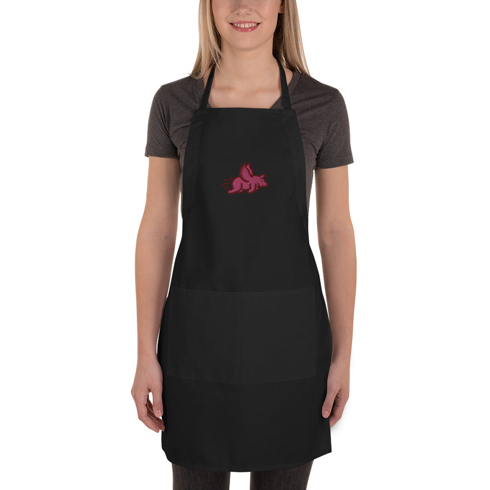 Pig Fly BBQ Embroidered Apron