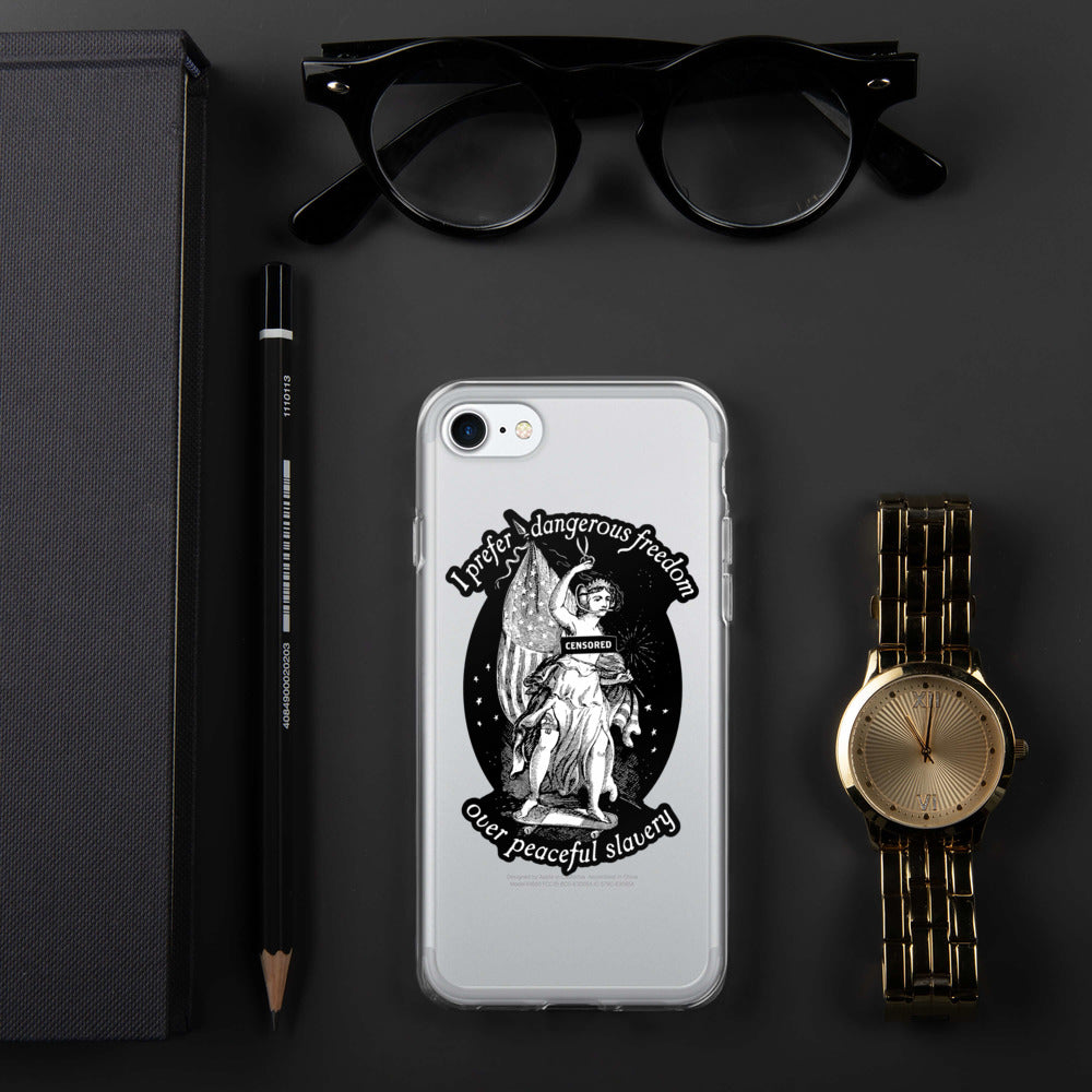 Dangerous Freedom Jefferson Quote Lady Liberty Clear iPhone Case