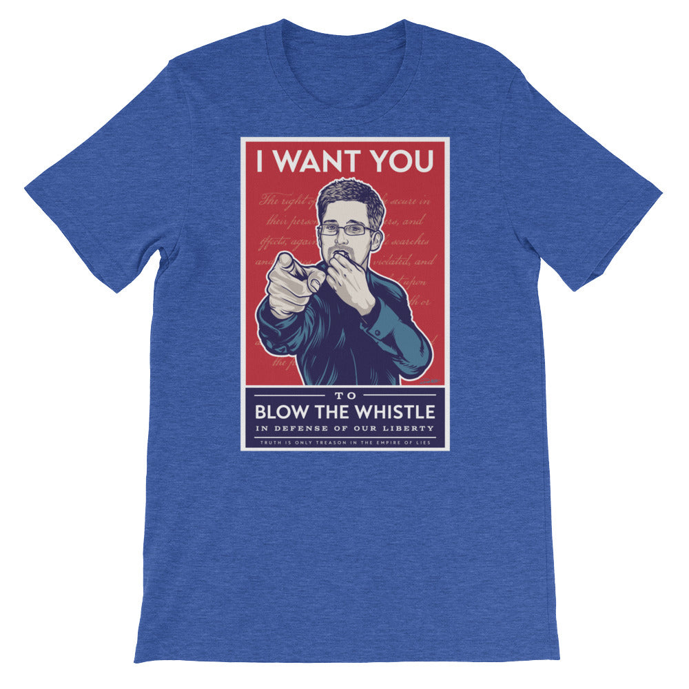 Edward Snowden Blow the Whistle T-Shirt - Liberty Maniacs