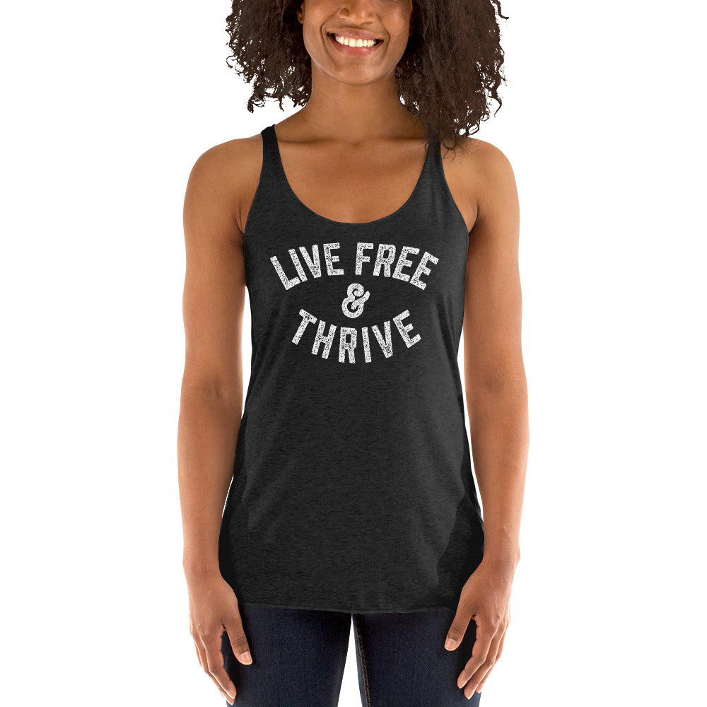 Live Free And Thrive Ladies’ Racerback Tri-Blend Tank