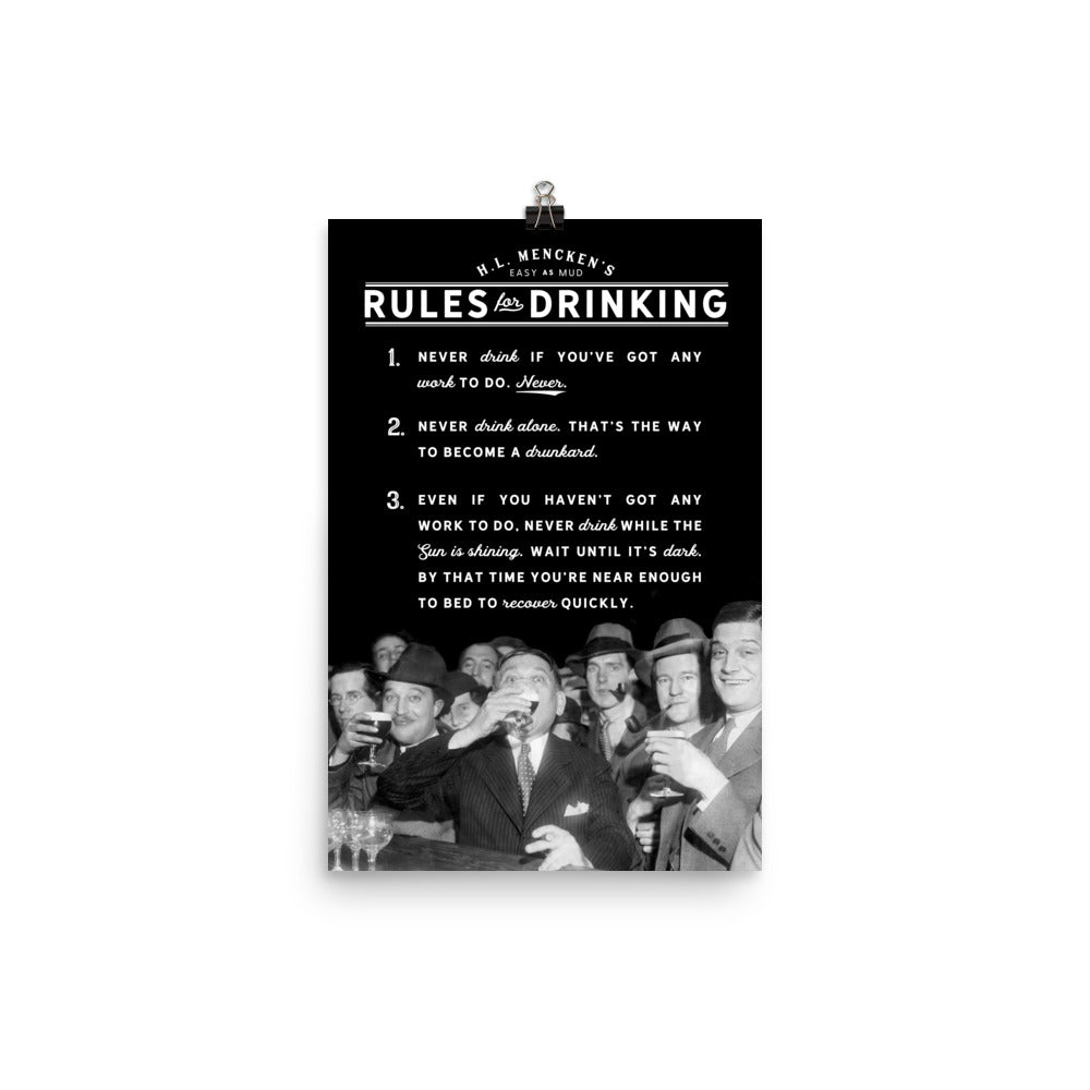 Mencken's Rules for Drinking Poster