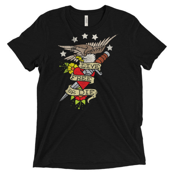 Live Free Or Die Vintage Inked Triblend T-Shirt