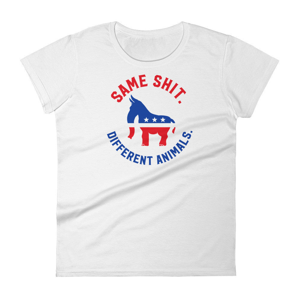 Same Shit Different Animals Republicrat Ladies White T-Shirt by Liberty Maniacs