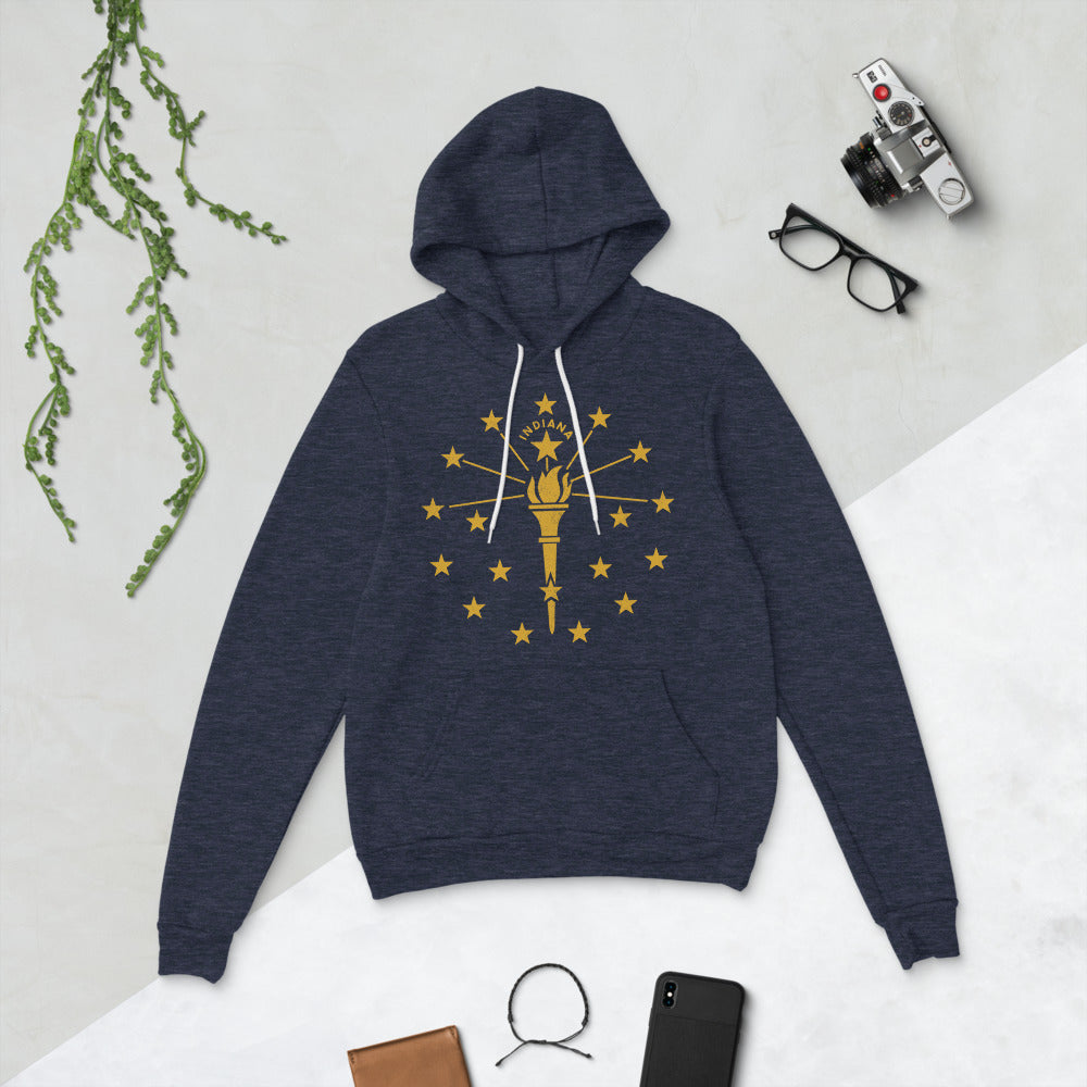 Indiana State Flag Heather Navy Vintage Ultrasoft Unisex Hoodie