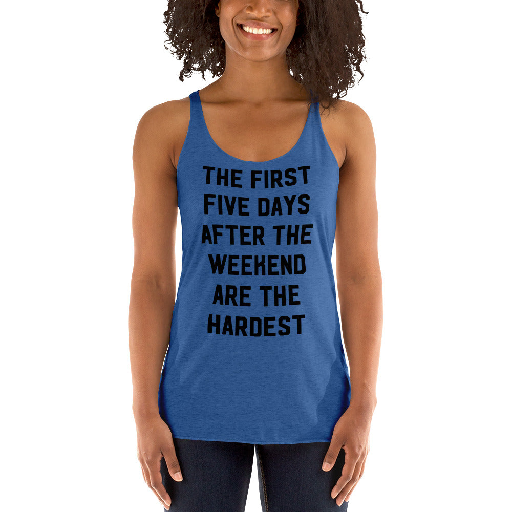 The First Five Days Women&#39;s Tri-Blend Racerback Tank