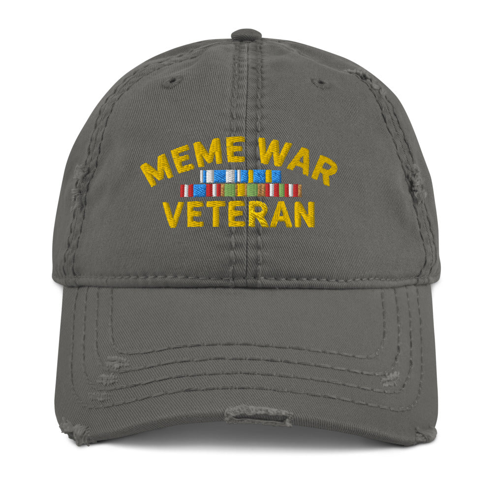 Meme War Veteran Distressed Dad Hat