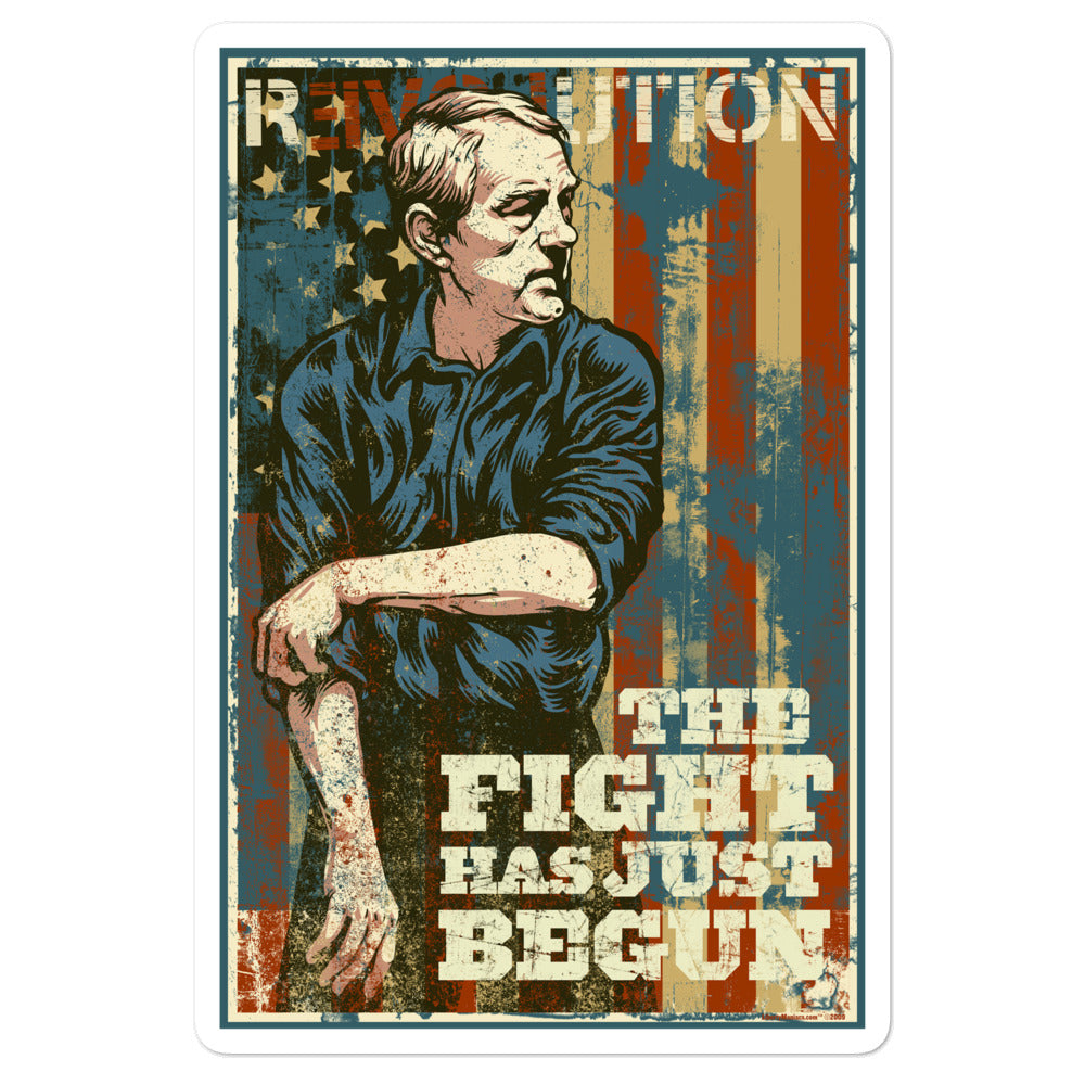 The Fight Has Just Begun Ron Paul Retro Sticker.