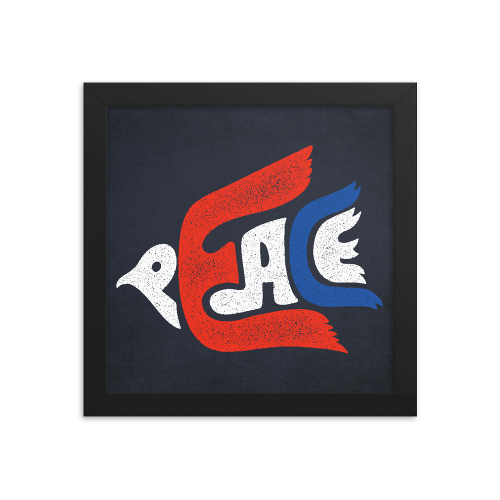 Peace Dove Typographic Framed poster