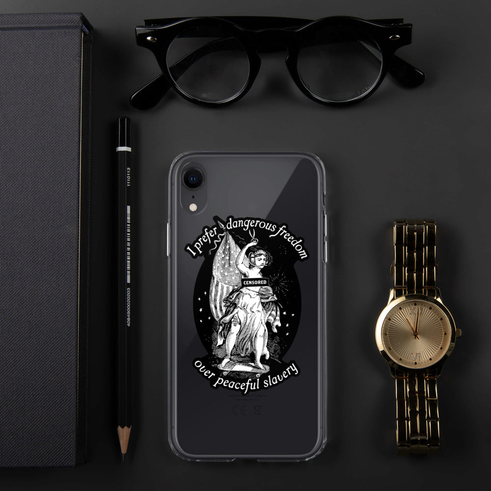 Dangerous Freedom Jefferson Quote Lady Liberty Clear iPhone Case