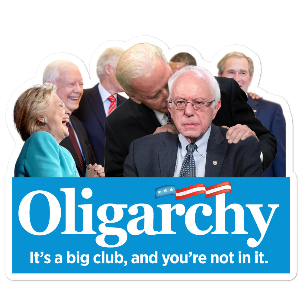 Oligarchy Biden Sniffing Bernie Sticker