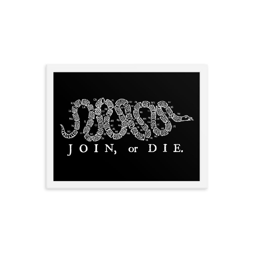 Join or Die 50 State Framed poster