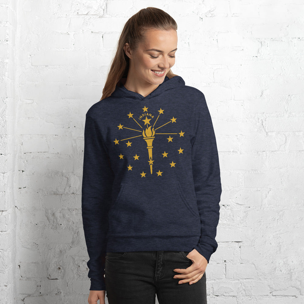 Indiana State Flag Heather Navy Vintage Ultrasoft Unisex Hoodie