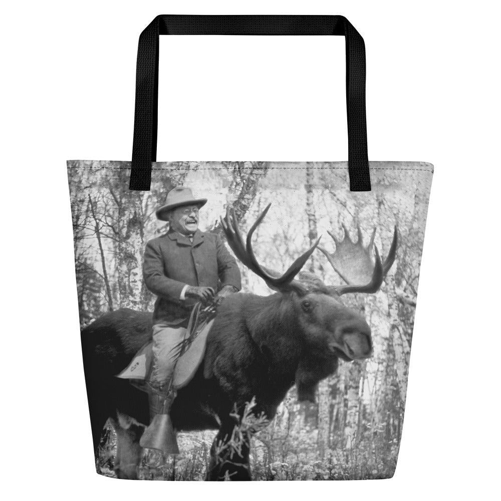 Teddy Roosevelt Riding A Bull Moose Beach Bag