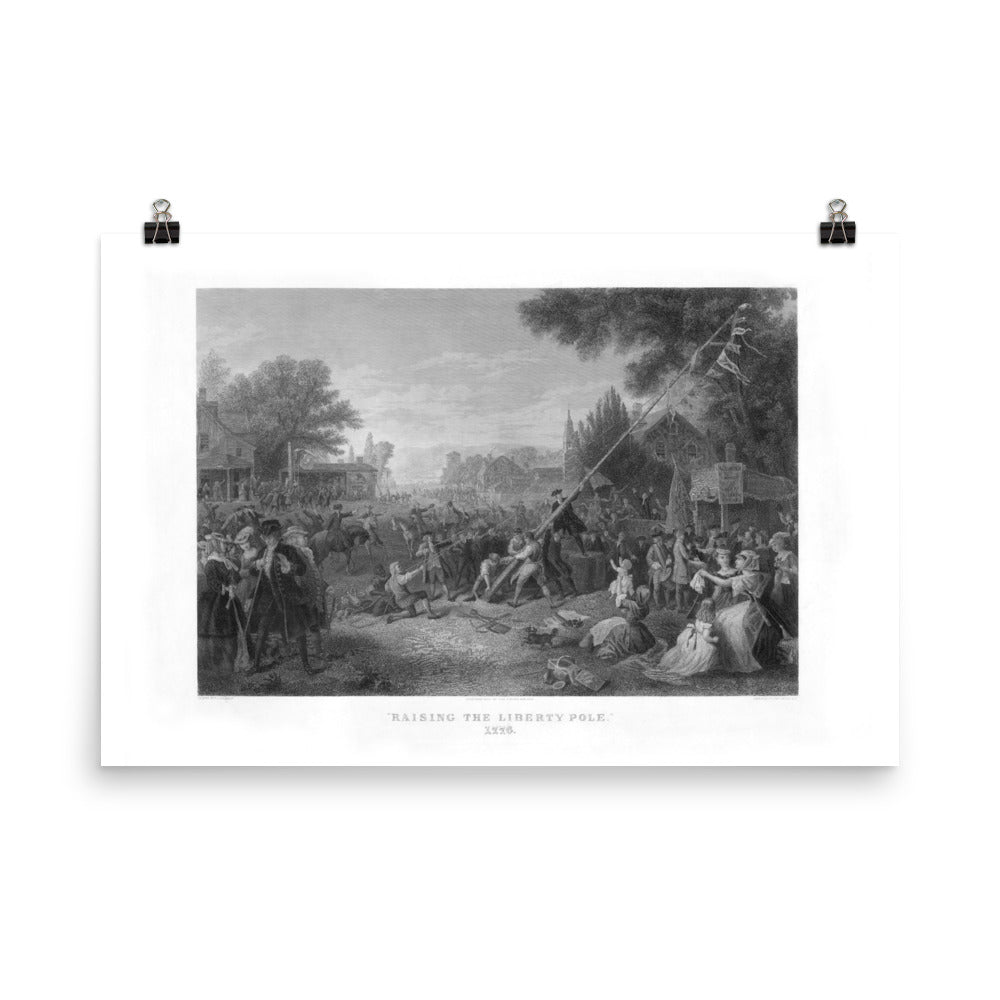 Raising the Liberty Pole 1776 Engraving Print