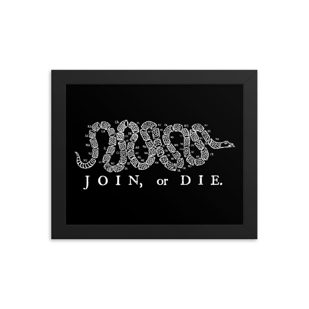 Join or Die 50 State Framed poster