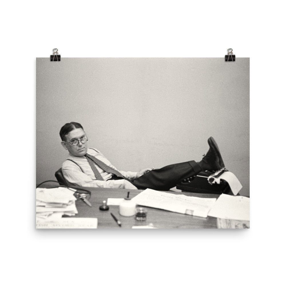 H.L. Mencken Sitting At His Desk Print