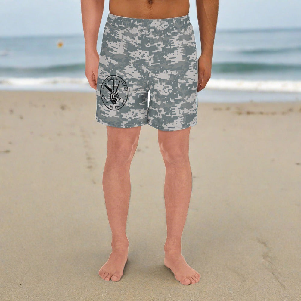 Come In Peace or Leave in Pieces Camouflage Men's Athletic Shorts