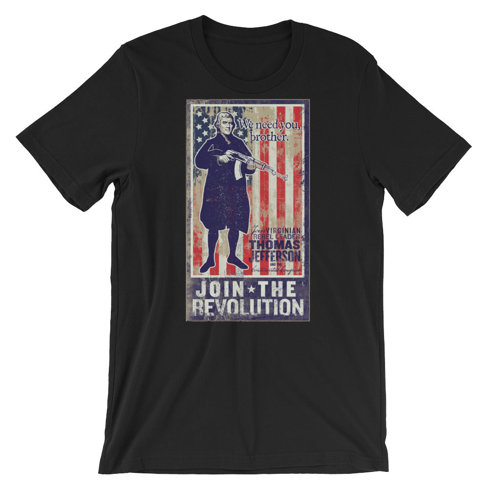 Join The Revolution Jefferson Propaganda Poster Short-Sleeve T-Shirt