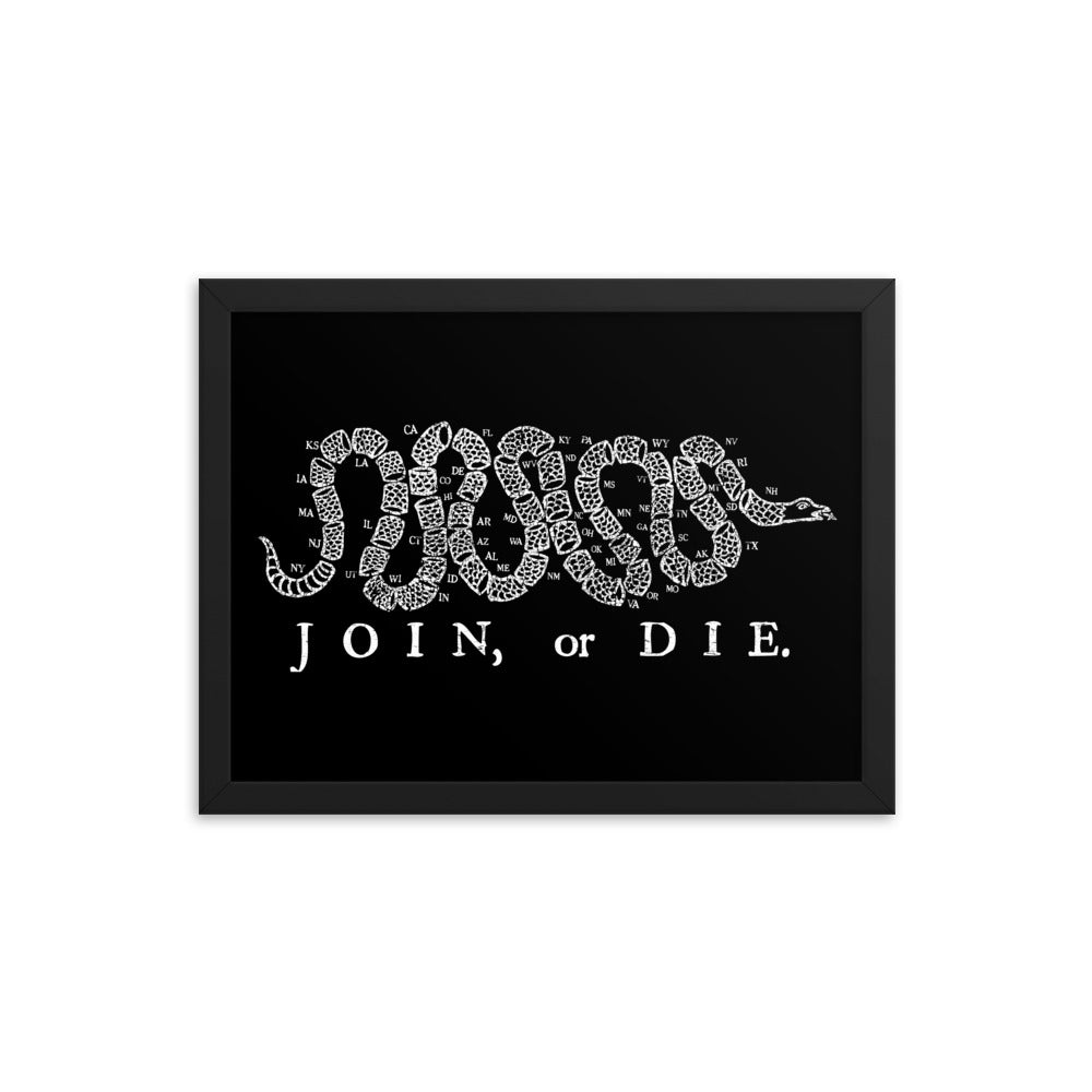 Join or Die 50 State Framed poster
