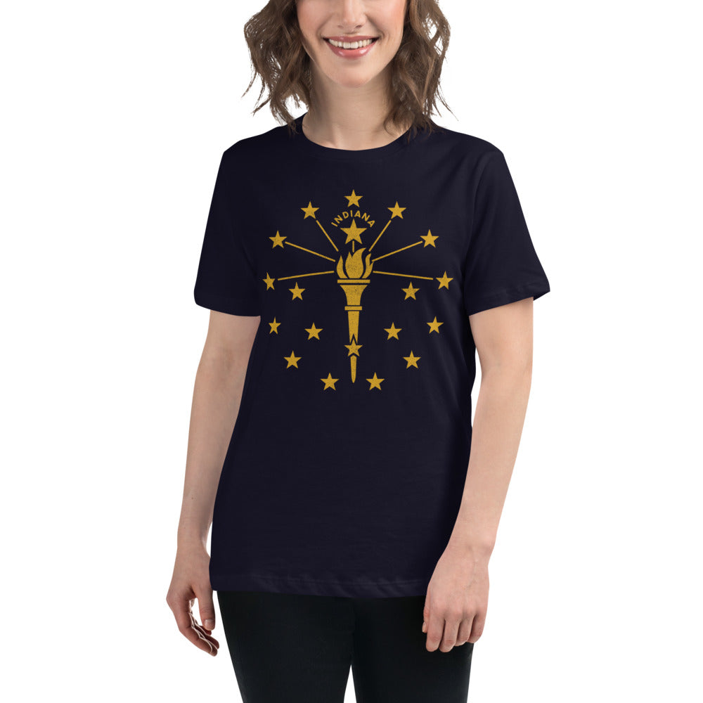 Indiana State Flag Women&#39;s Relaxed T-Shirt