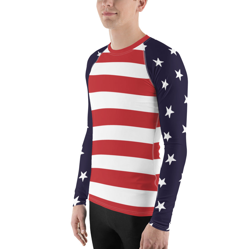Stars and Bars Men's Rash Guard Swim Shirt