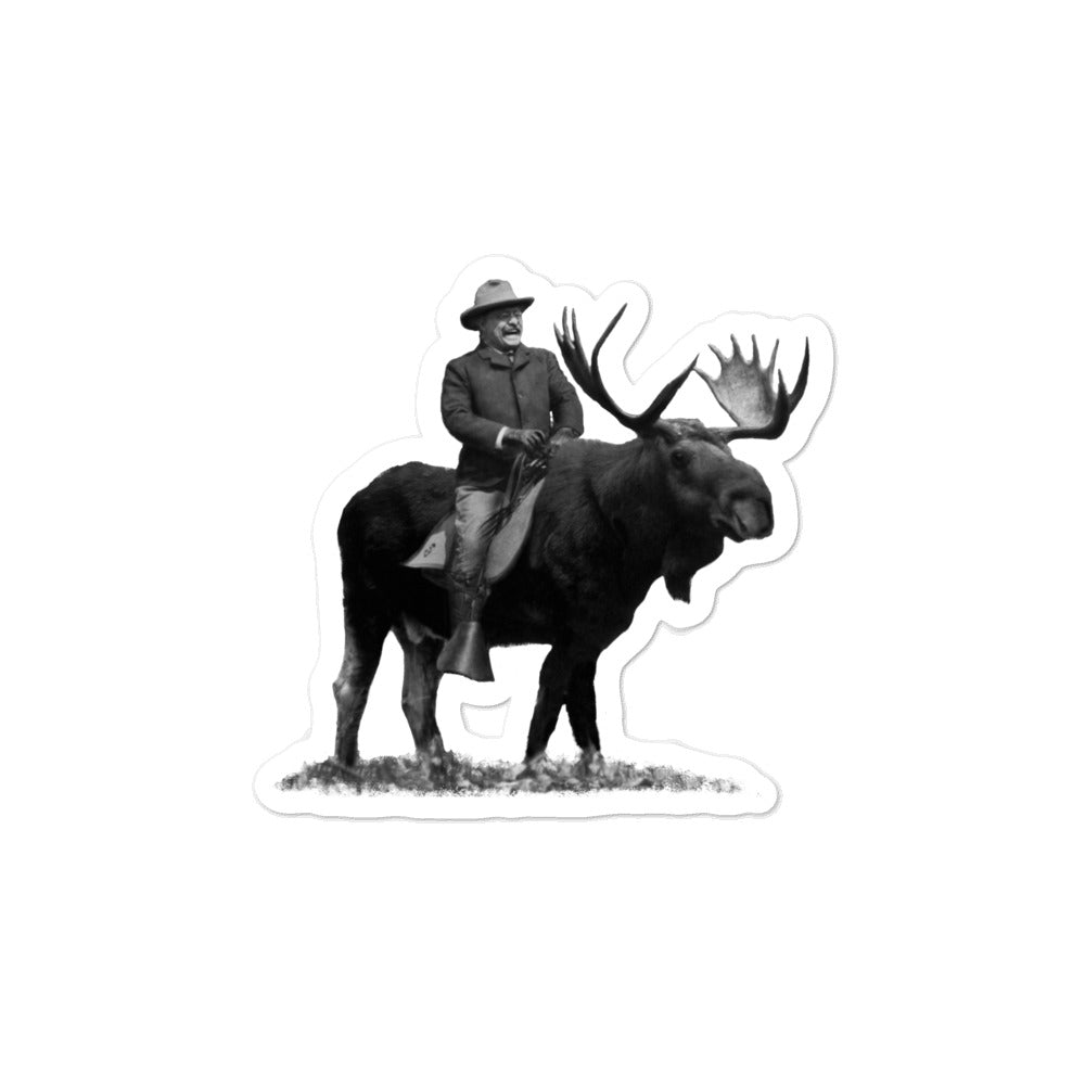 Teddy Roosevelt Riding A Bull Moose Sticker