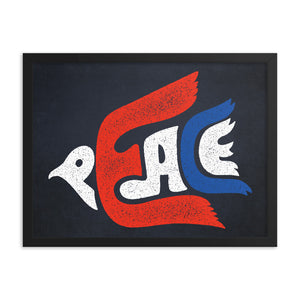 Peace Dove Typographic Framed poster