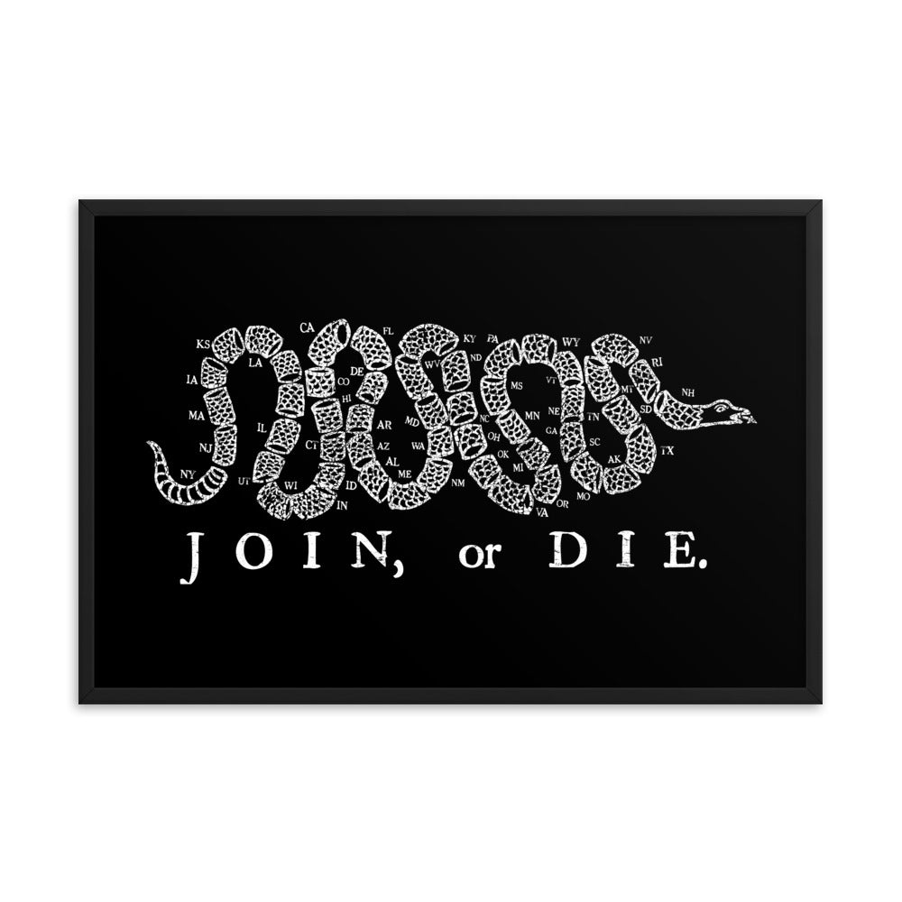 Join or Die 50 State Framed poster