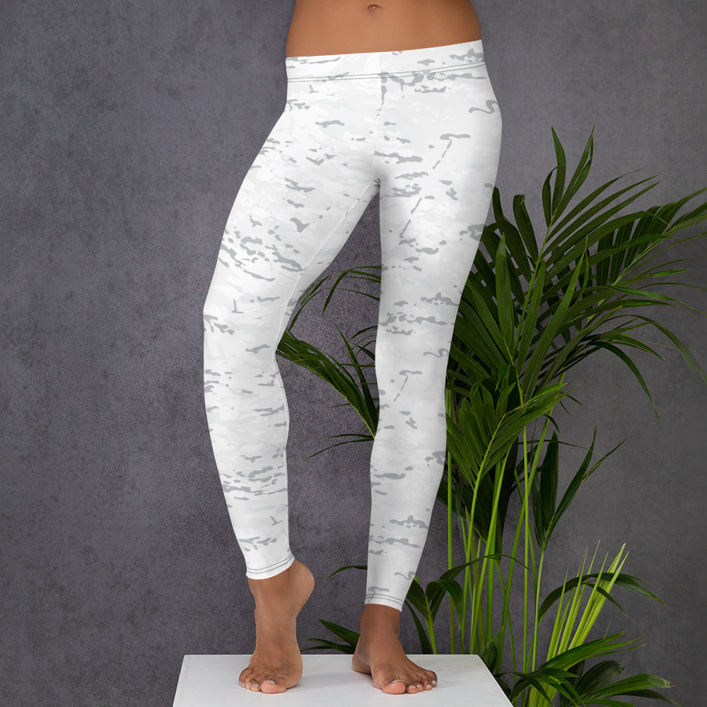 White Camouflage Full Length Hand Stitched Leggings