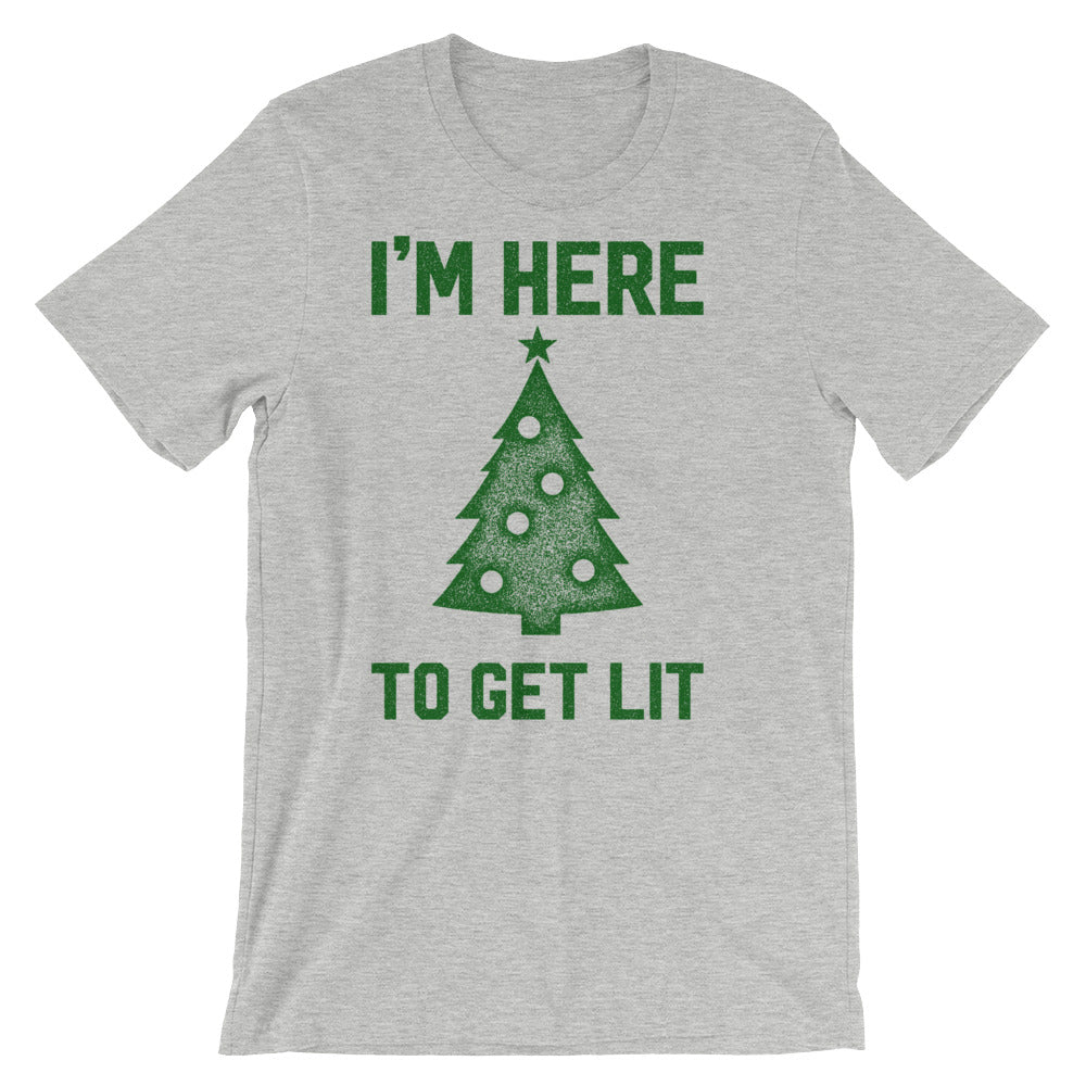 I'm Here To Get Lit Christmas Tree T-Shirt